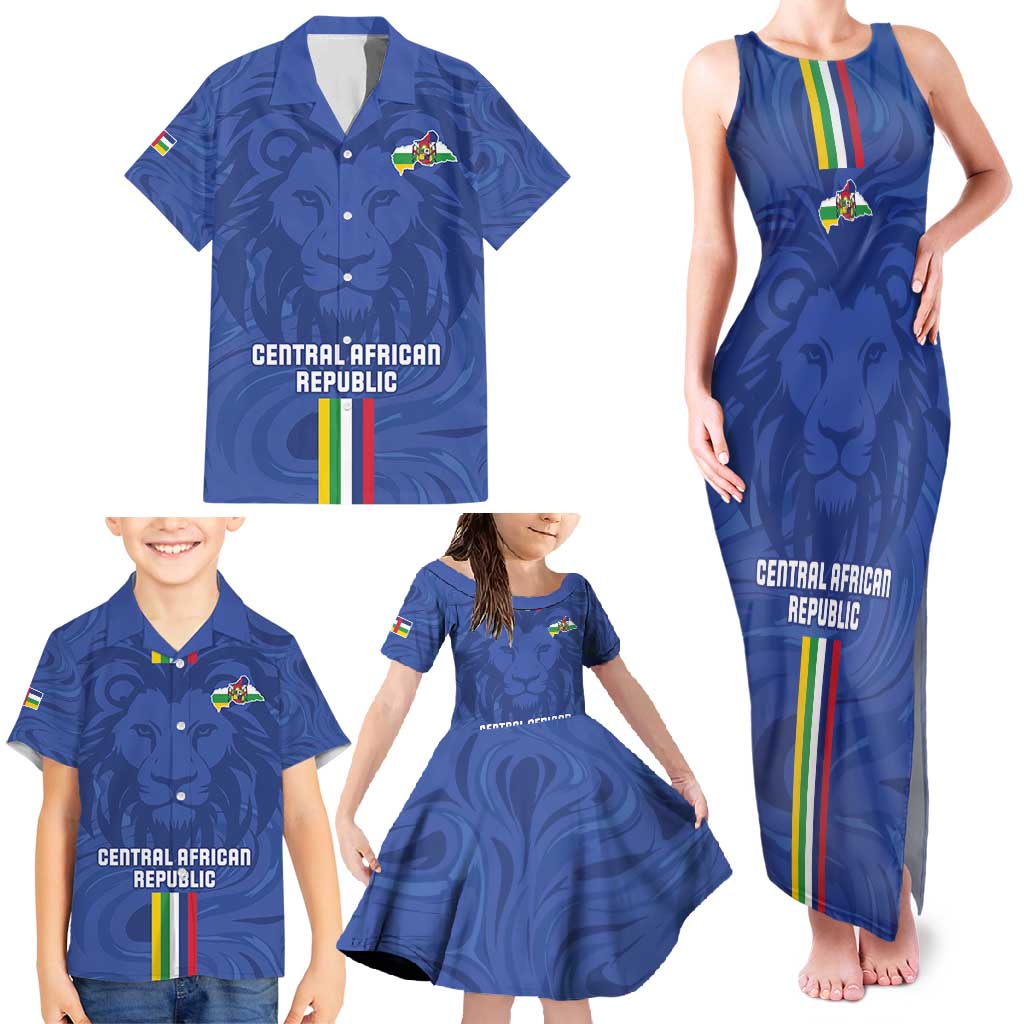 Custom Central African Republic Football Family Matching Tank Maxi Dress and Hawaiian Shirt Go Les Fauves Go