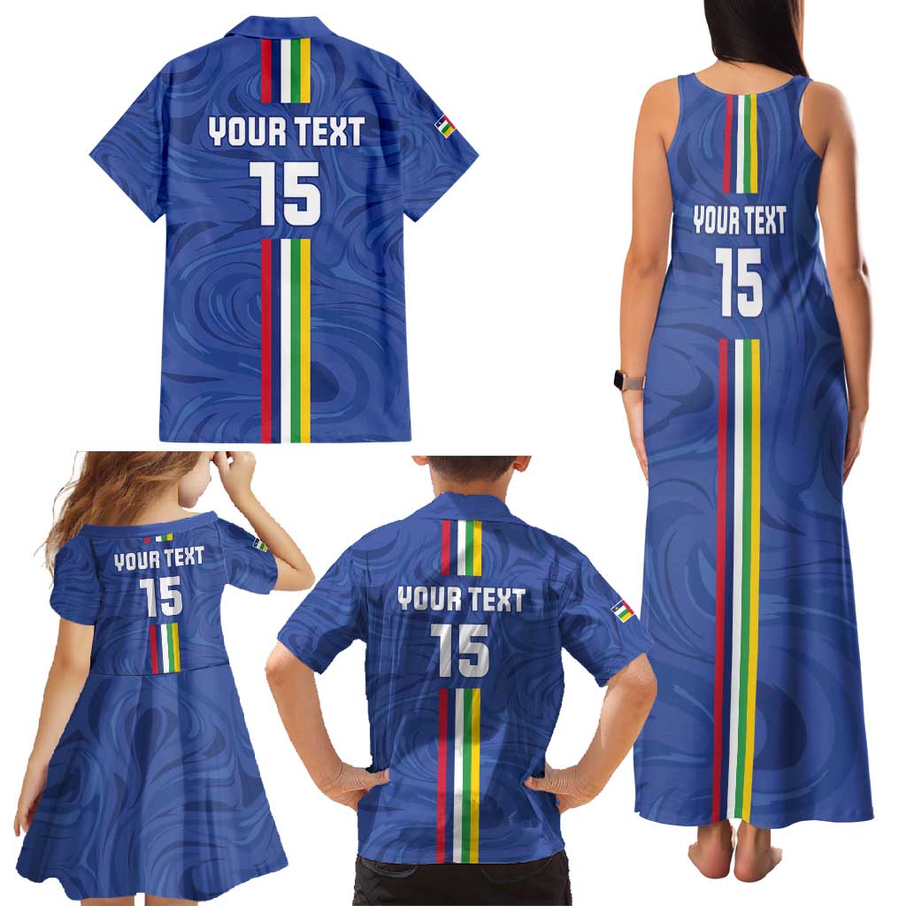 Custom Central African Republic Football Family Matching Tank Maxi Dress and Hawaiian Shirt Go Les Fauves Go