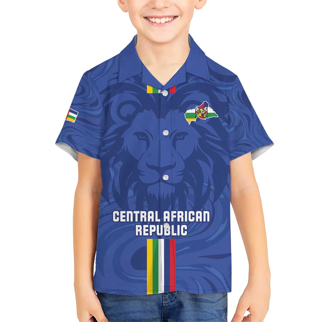 Custom Central African Republic Football Kid Hawaiian Shirt Go Les Fauves Go