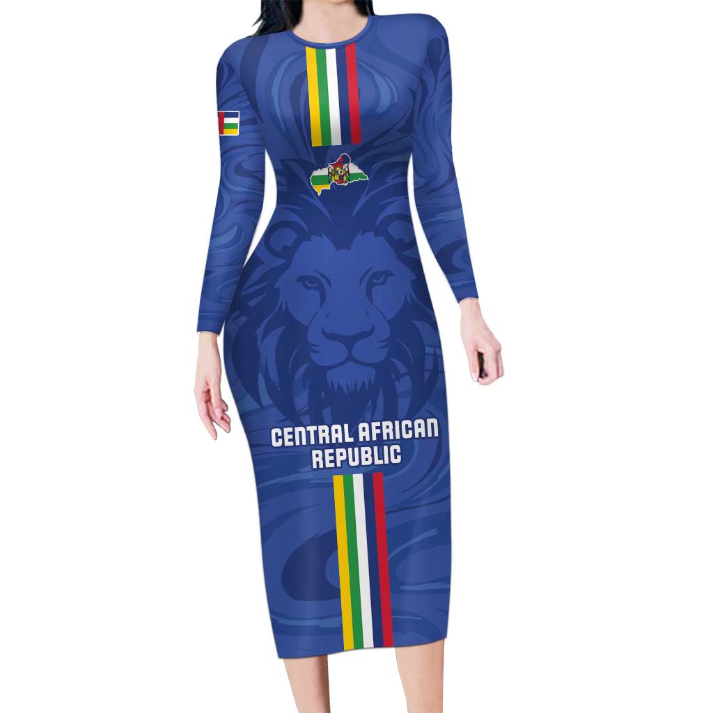 Custom Central African Republic Football Long Sleeve Bodycon Dress Go Les Fauves Go
