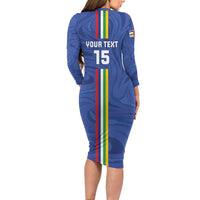 Custom Central African Republic Football Long Sleeve Bodycon Dress Go Les Fauves Go