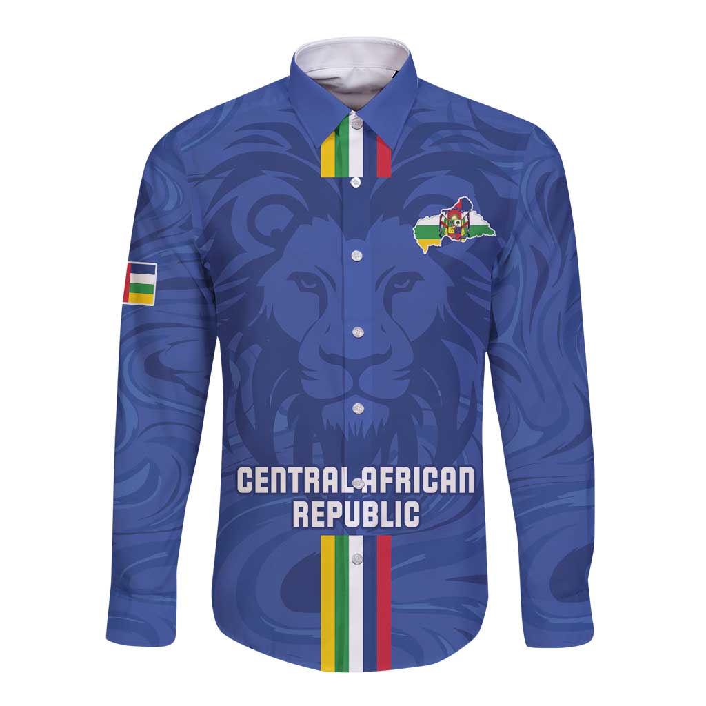 Custom Central African Republic Football Long Sleeve Button Shirt Go Les Fauves Go
