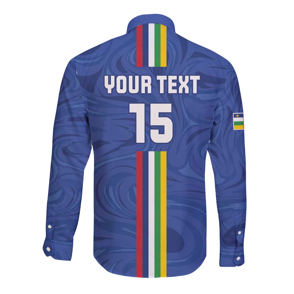 Custom Central African Republic Football Long Sleeve Button Shirt Go Les Fauves Go