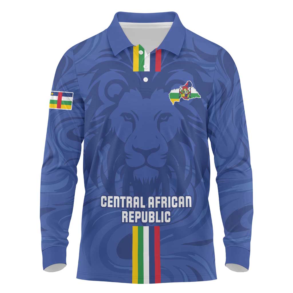 Custom Central African Republic Football Long Sleeve Polo Shirt Go Les Fauves Go