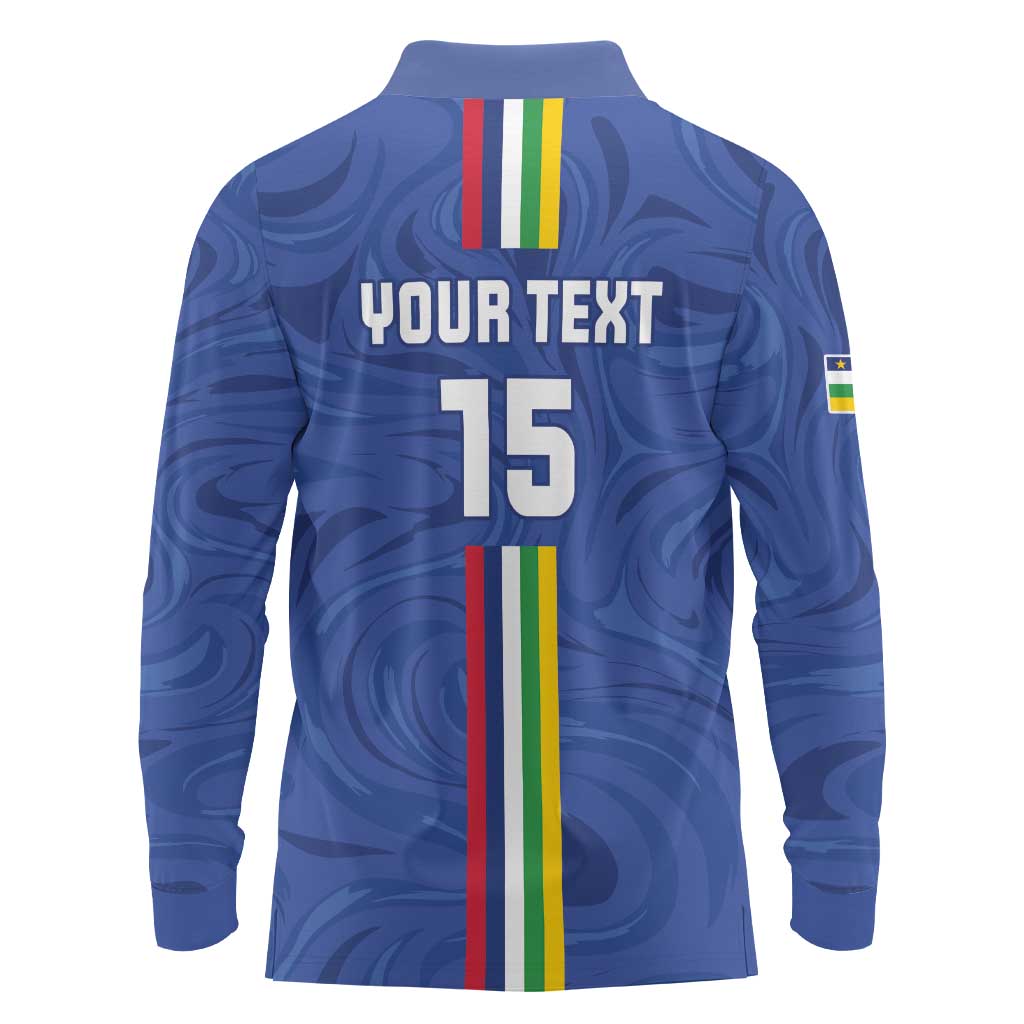Custom Central African Republic Football Long Sleeve Polo Shirt Go Les Fauves Go