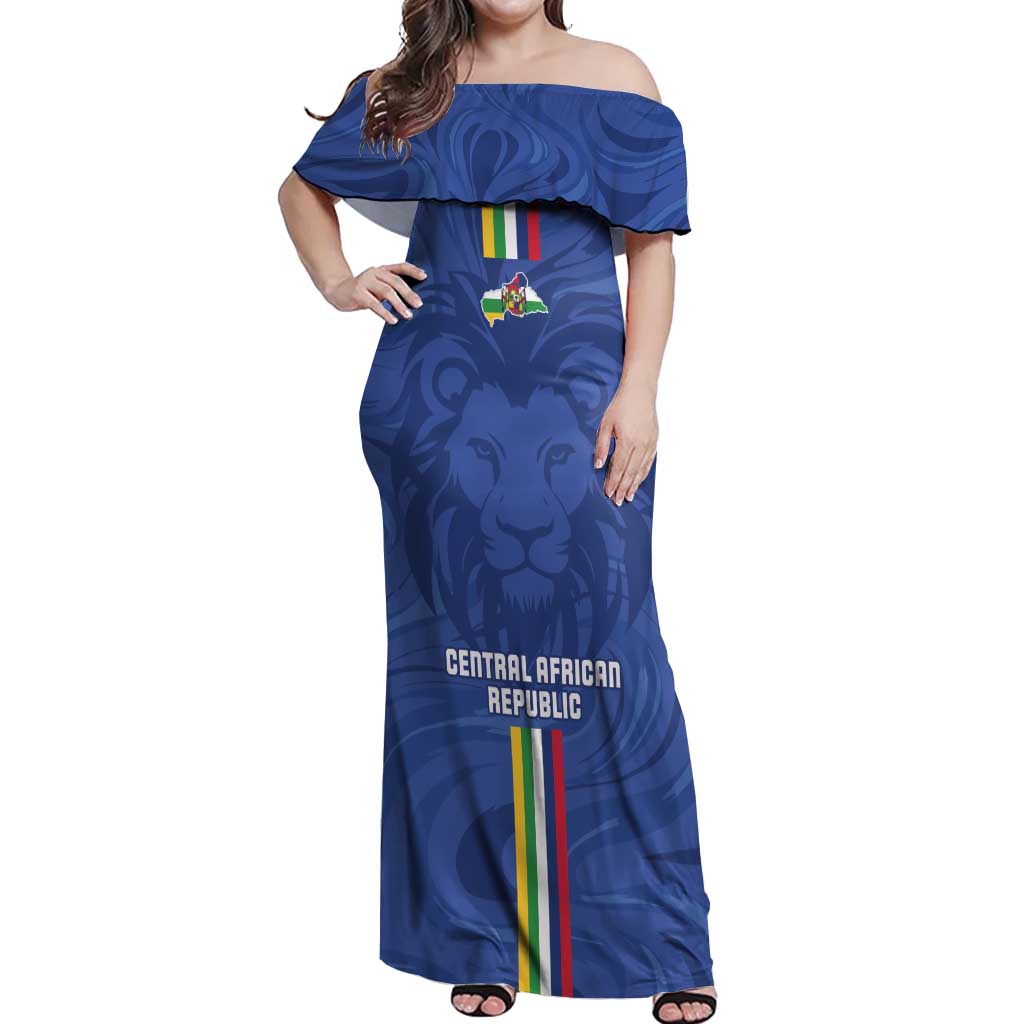 Custom Central African Republic Football Off Shoulder Maxi Dress Go Les Fauves Go