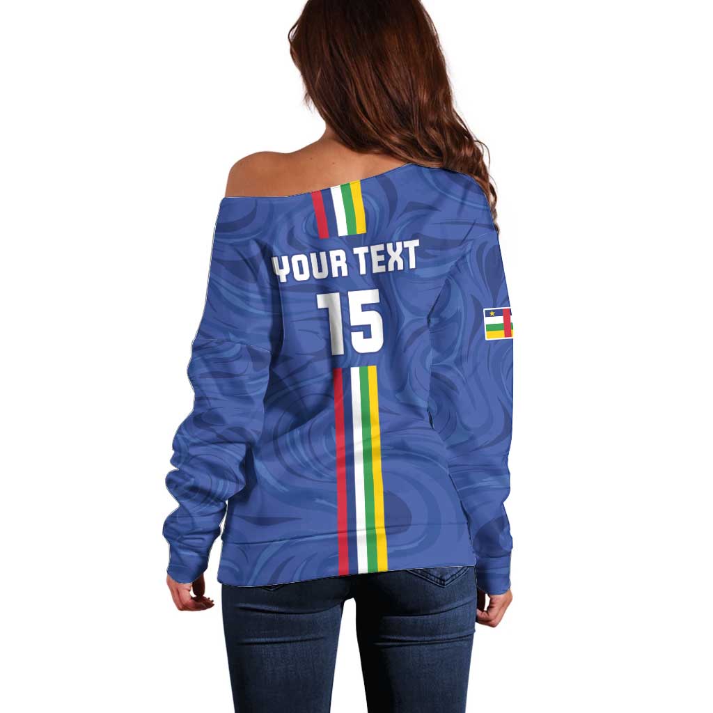 Custom Central African Republic Football Off Shoulder Sweater Go Les Fauves Go