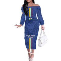 Custom Central African Republic Football Off The Shoulder Long Sleeve Dress Go Les Fauves Go