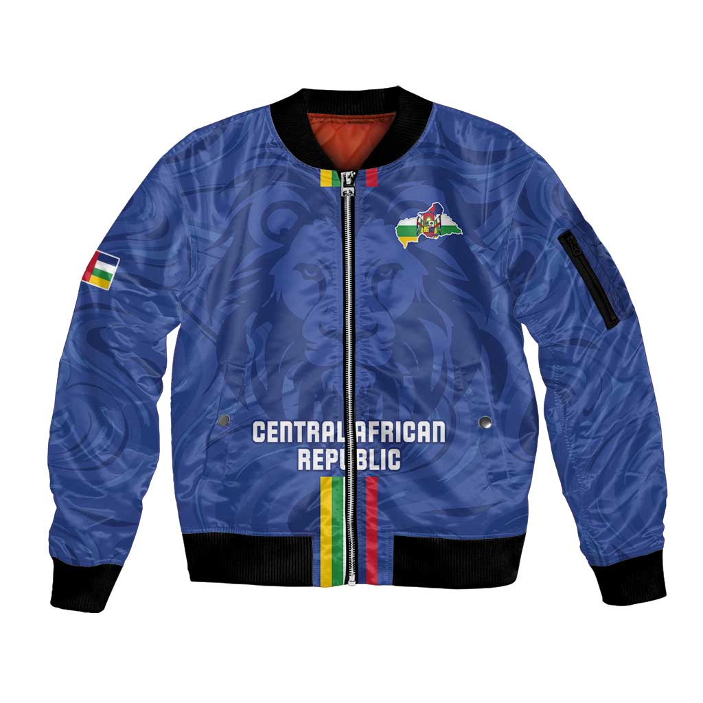 Custom Central African Republic Football Sleeve Zip Bomber Jacket Go Les Fauves Go