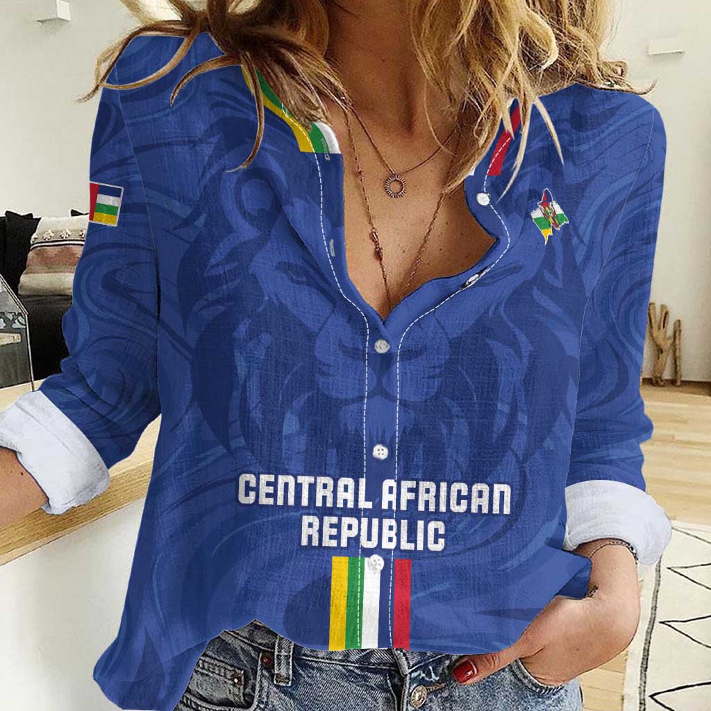 Custom Central African Republic Football Women Casual Shirt Go Les Fauves Go
