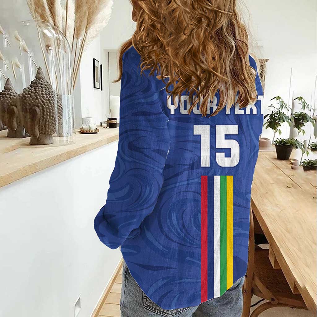Custom Central African Republic Football Women Casual Shirt Go Les Fauves Go
