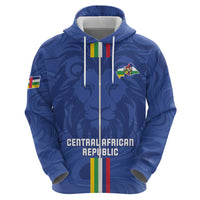 Custom Central African Republic Football Zip Hoodie Go Les Fauves Go