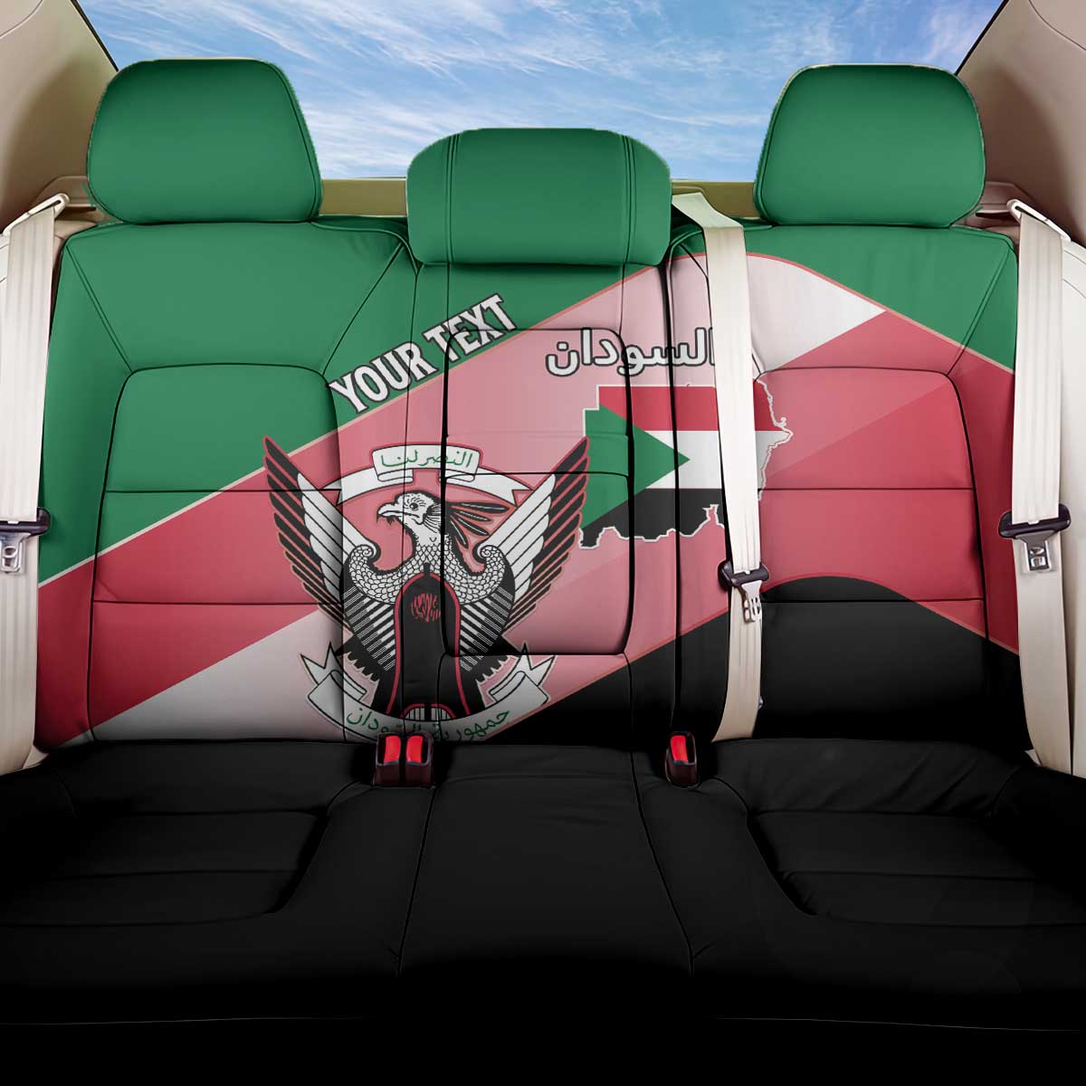 Personalized Sudan Back Car Seat Cover Sudanese Secretary Bird Flag Style