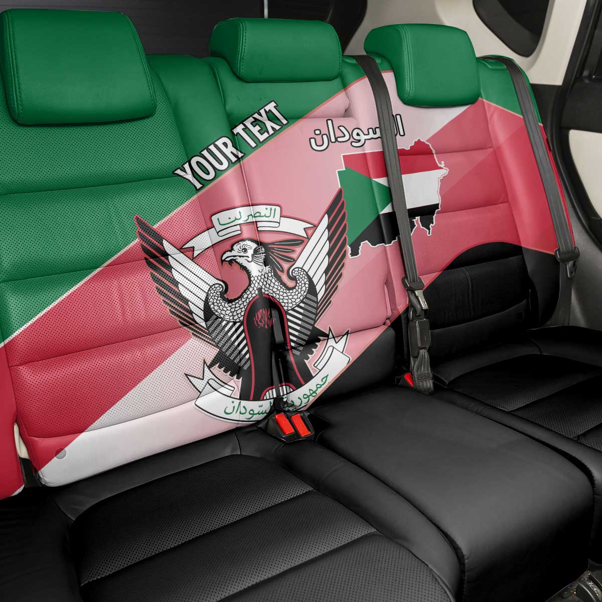 Personalized Sudan Back Car Seat Cover Sudanese Secretary Bird Flag Style