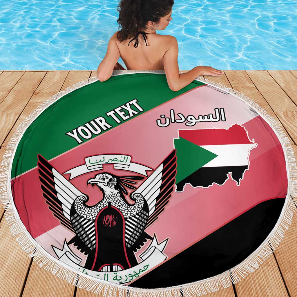 Personalized Sudan Beach Blanket Sudanese Secretary Bird Flag Style