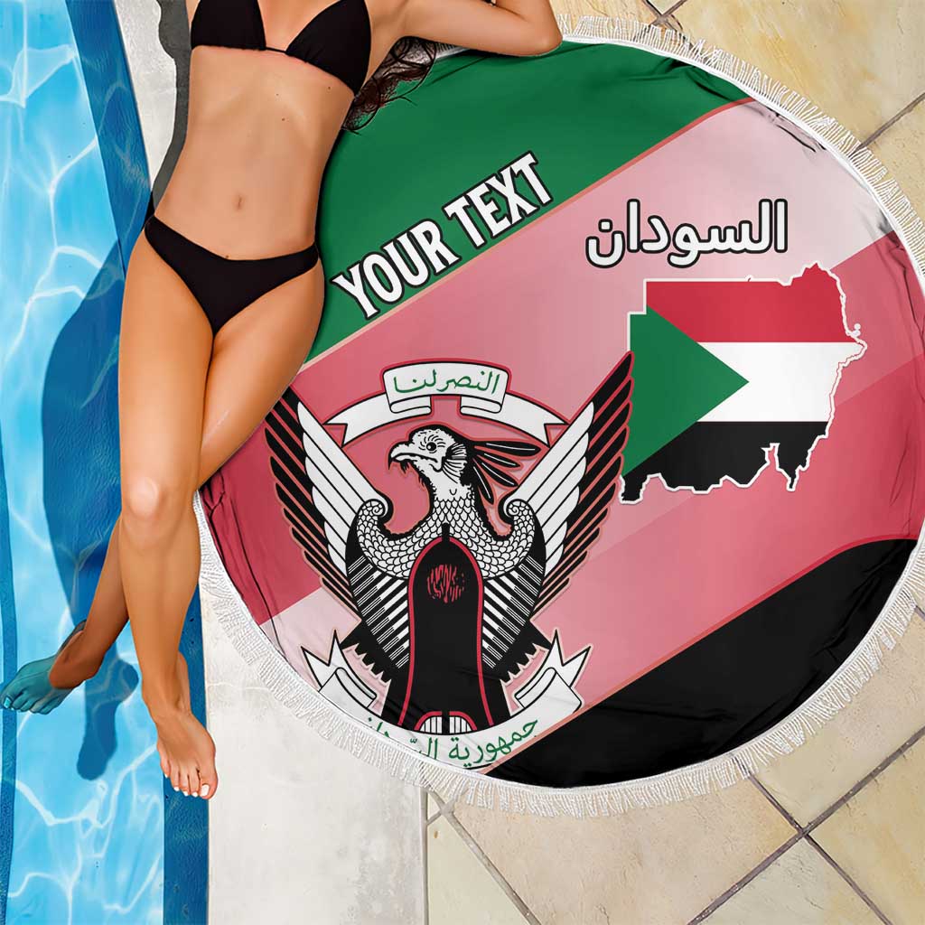 Personalized Sudan Beach Blanket Sudanese Secretary Bird Flag Style