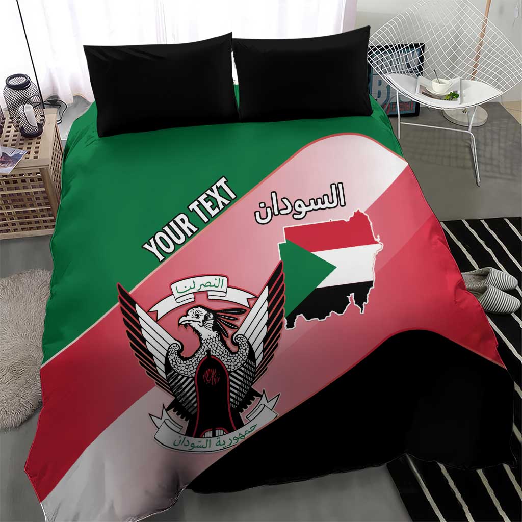 Personalized Sudan Bedding Set Sudanese Secretary Bird Flag Style