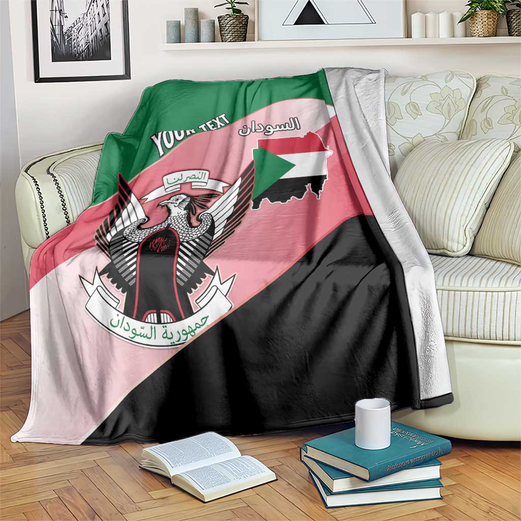 Personalized Sudan Blanket Sudanese Secretary Bird Flag Style