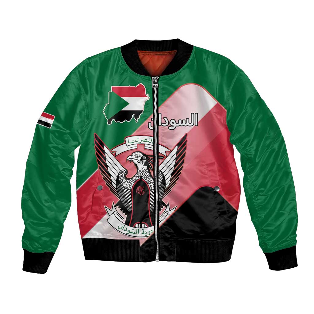 Personalized Sudan Bomber Jacket Sudanese Secretary Bird Flag Style