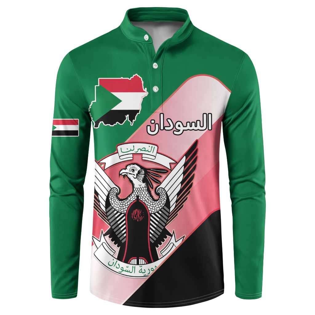 Personalized Sudan Button Sweatshirt Sudanese Secretary Bird Flag Style