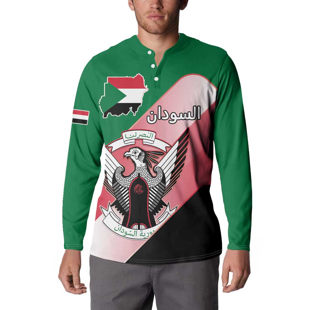 Personalized Sudan Button Sweatshirt Sudanese Secretary Bird Flag Style