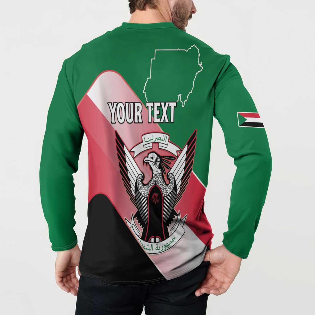 Personalized Sudan Button Sweatshirt Sudanese Secretary Bird Flag Style