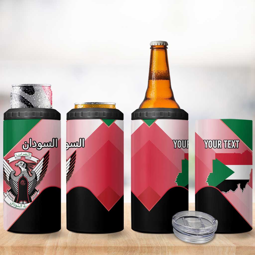 Personalized Sudan 4 in 1 Can Cooler Tumbler Sudanese Secretary Bird Flag Style