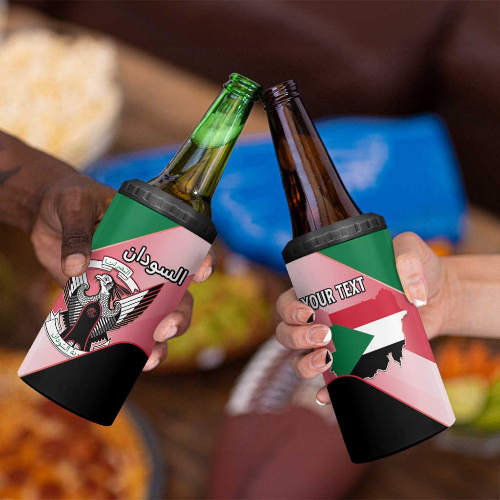 Personalized Sudan 4 in 1 Can Cooler Tumbler Sudanese Secretary Bird Flag Style