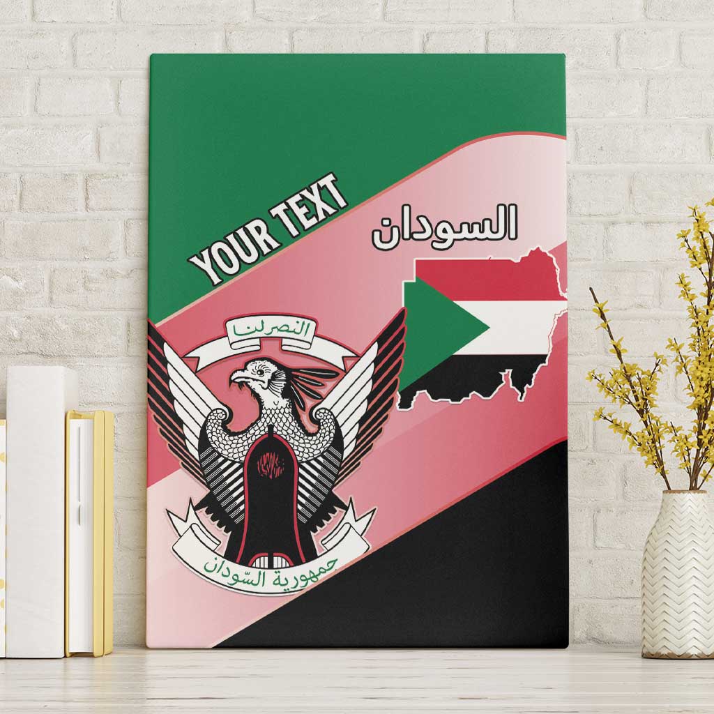 Personalized Sudan Canvas Wall Art Sudanese Secretary Bird Flag Style