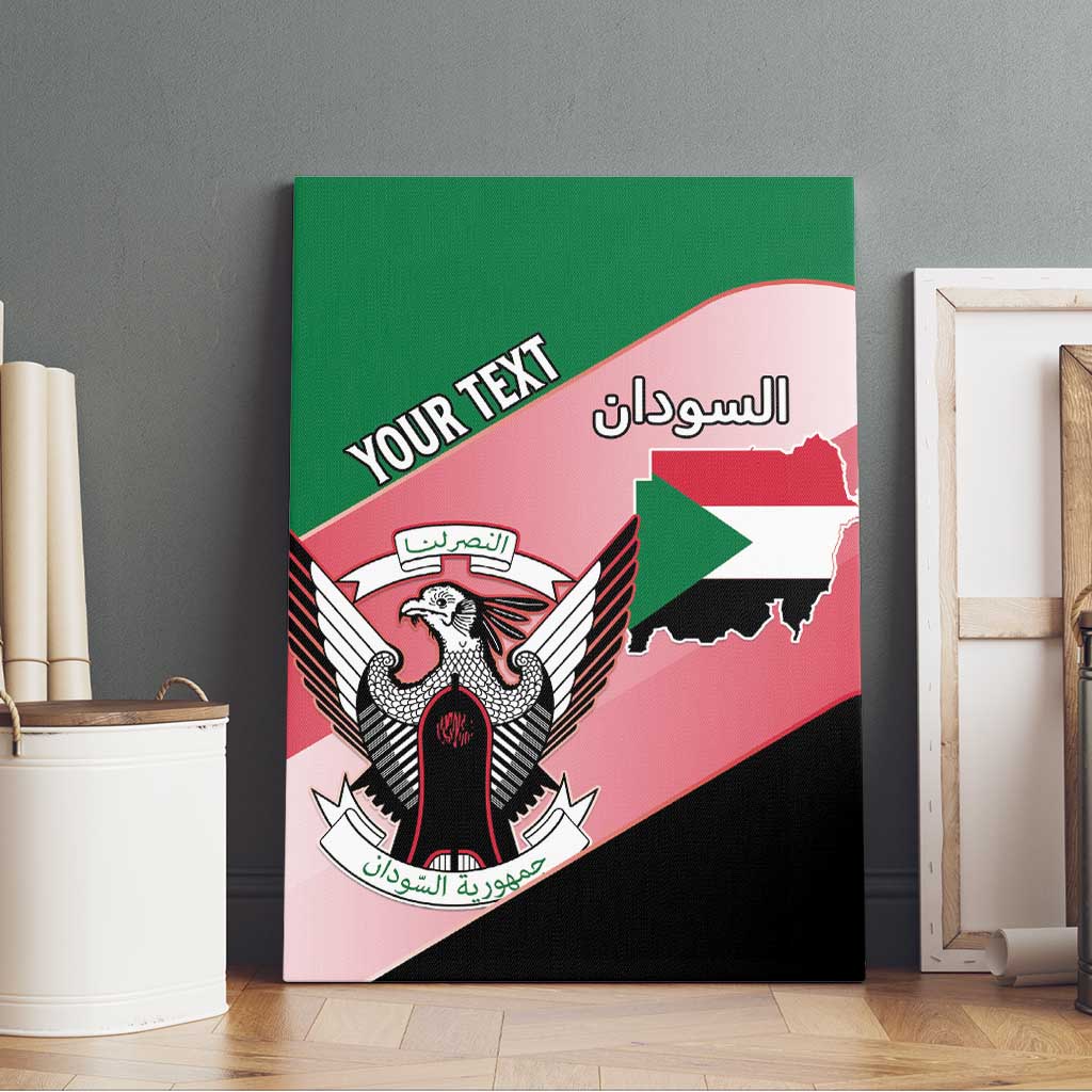 Personalized Sudan Canvas Wall Art Sudanese Secretary Bird Flag Style
