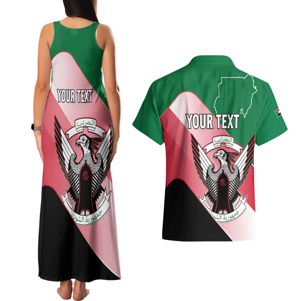 Personalized Sudan Couples Matching Tank Maxi Dress and Hawaiian Shirt Sudanese Secretary Bird Flag Style