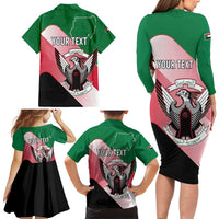 Personalized Sudan Family Matching Long Sleeve Bodycon Dress and Hawaiian Shirt Sudanese Secretary Bird Flag Style