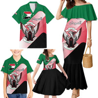 Personalized Sudan Family Matching Mermaid Dress and Hawaiian Shirt Sudanese Secretary Bird Flag Style