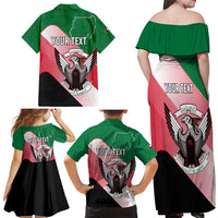 Personalized Sudan Family Matching Off Shoulder Maxi Dress and Hawaiian Shirt Sudanese Secretary Bird Flag Style