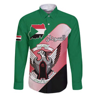 Personalized Sudan Family Matching Off Shoulder Maxi Dress and Hawaiian Shirt Sudanese Secretary Bird Flag Style