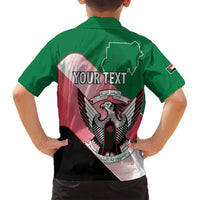 Personalized Sudan Family Matching Off Shoulder Short Dress and Hawaiian Shirt Sudanese Secretary Bird Flag Style