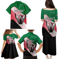 Personalized Sudan Family Matching Puletasi and Hawaiian Shirt Sudanese Secretary Bird Flag Style