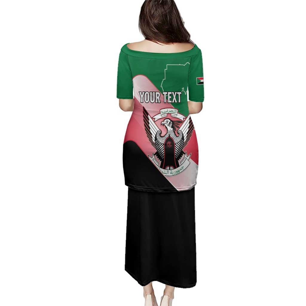 Personalized Sudan Family Matching Puletasi and Hawaiian Shirt Sudanese Secretary Bird Flag Style