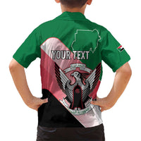 Personalized Sudan Family Matching Short Sleeve Bodycon Dress and Hawaiian Shirt Sudanese Secretary Bird Flag Style