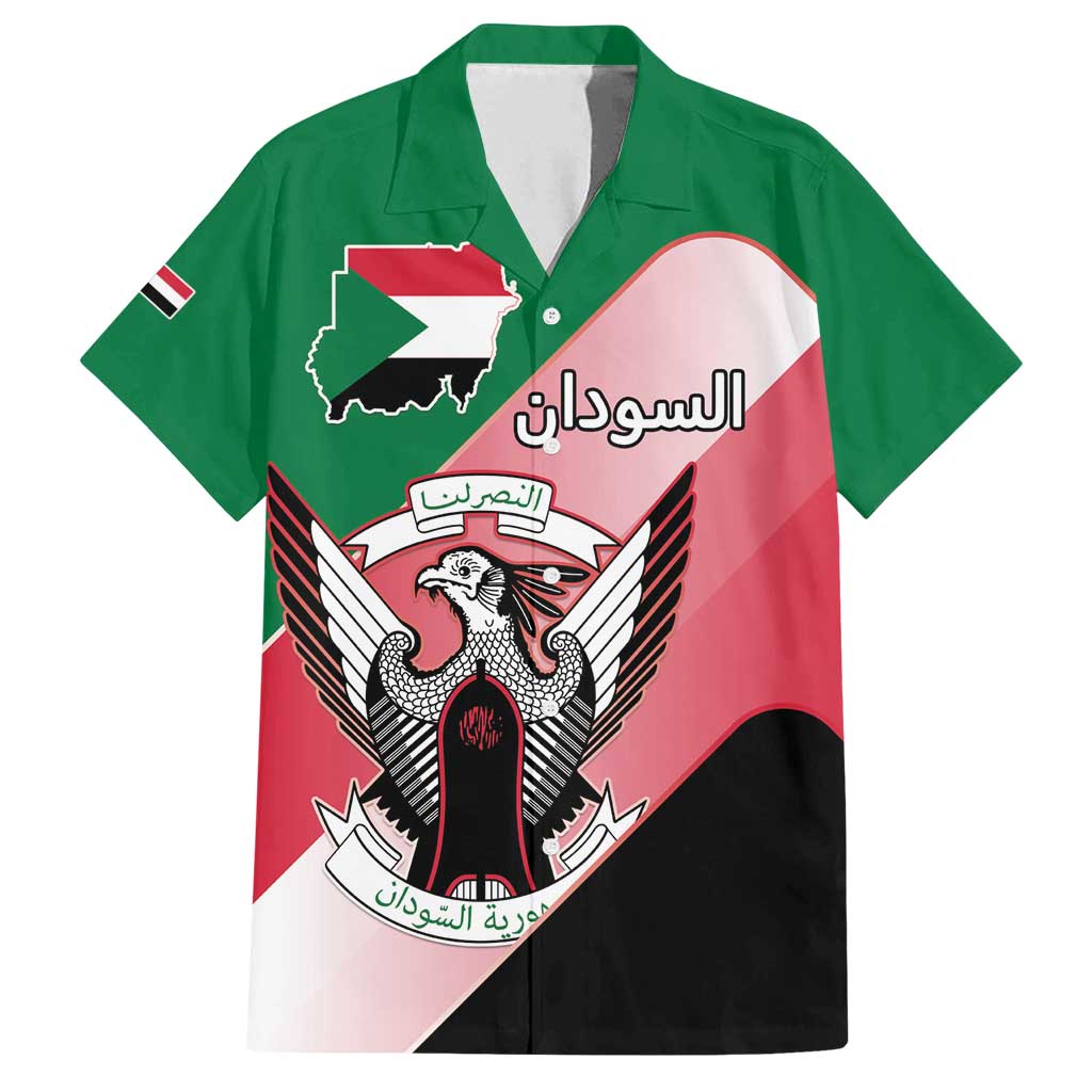 Personalized Sudan Family Matching Summer Maxi Dress and Hawaiian Shirt Sudanese Secretary Bird Flag Style