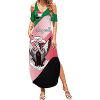 Personalized Sudan Family Matching Summer Maxi Dress and Hawaiian Shirt Sudanese Secretary Bird Flag Style