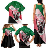 Personalized Sudan Family Matching Tank Maxi Dress and Hawaiian Shirt Sudanese Secretary Bird Flag Style