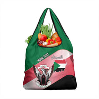 Personalized Sudan Grocery Bag Sudanese Secretary Bird Flag Style