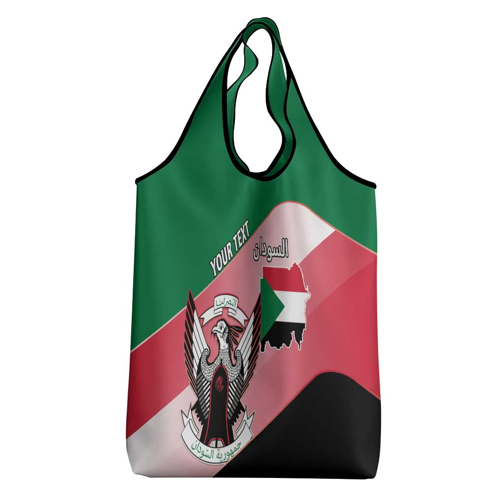 Personalized Sudan Grocery Bag Sudanese Secretary Bird Flag Style