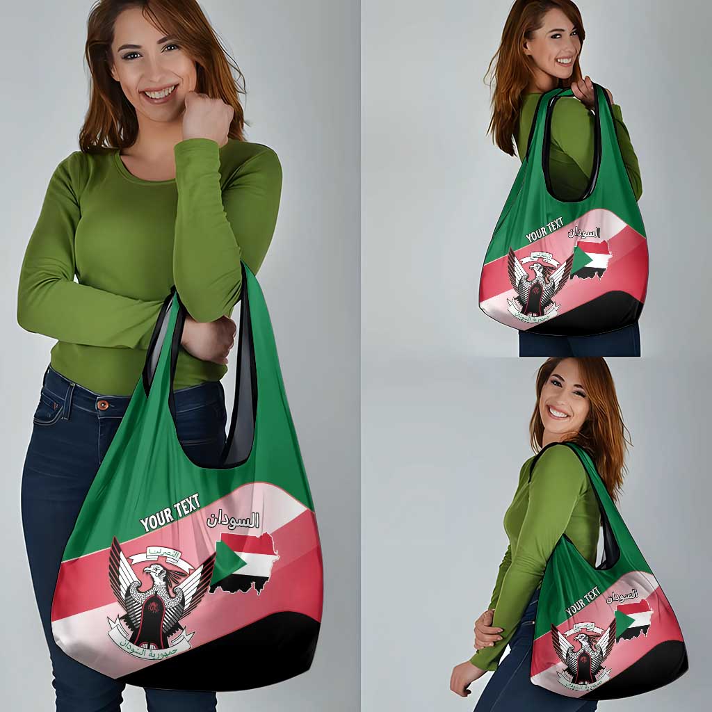 Personalized Sudan Grocery Bag Sudanese Secretary Bird Flag Style
