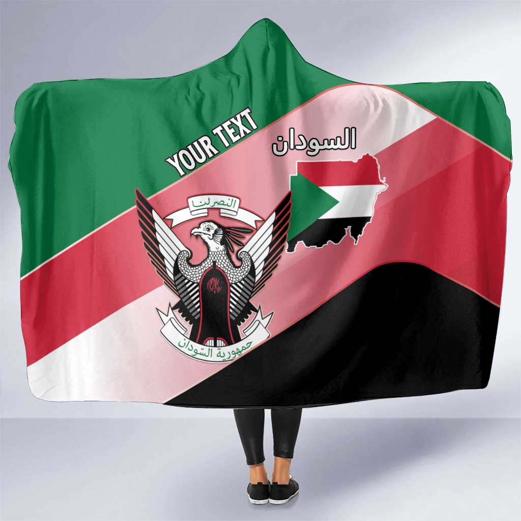 Personalized Sudan Hooded Blanket Sudanese Secretary Bird Flag Style