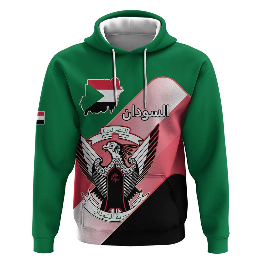 Personalized Sudan Hoodie Sudanese Secretary Bird Flag Style