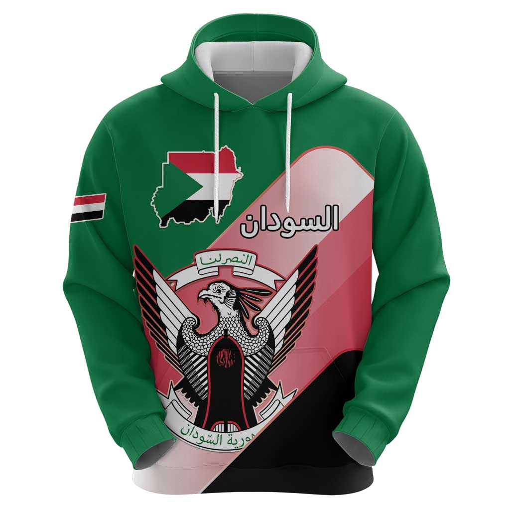 Personalized Sudan Hoodie Sudanese Secretary Bird Flag Style