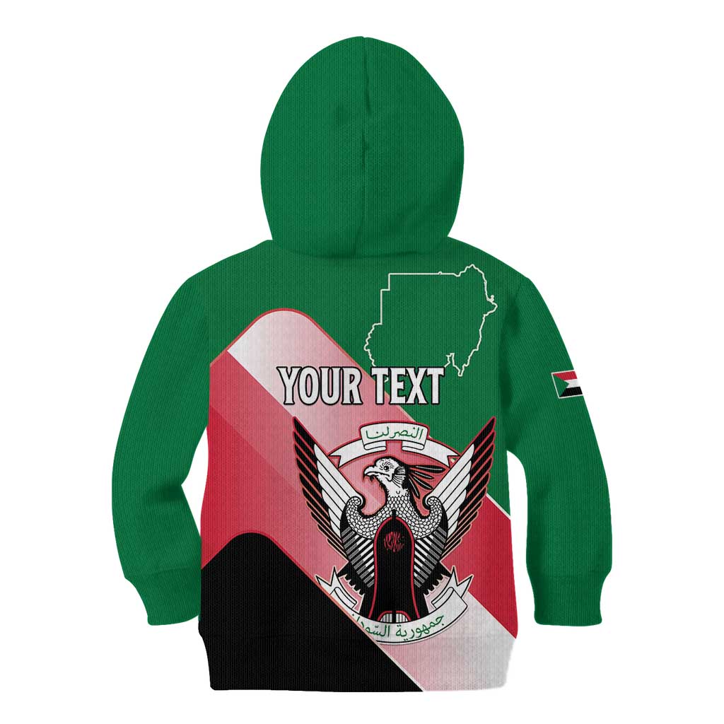 Personalized Sudan Kid Hoodie Sudanese Secretary Bird Flag Style
