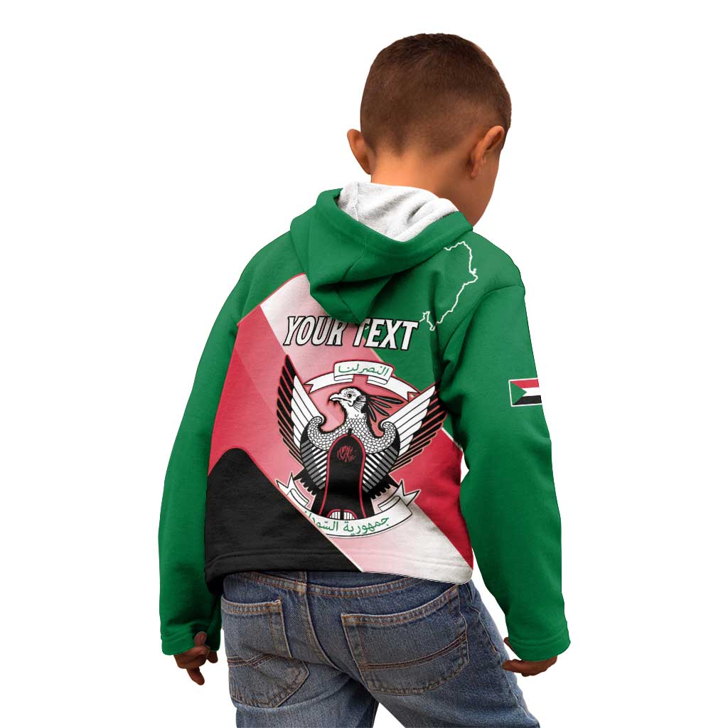 Personalized Sudan Kid Hoodie Sudanese Secretary Bird Flag Style
